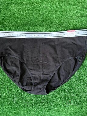 Cacique High Leg Brief Wide Waistband Black Underwear Panty Plus Size 18/20 NWT
